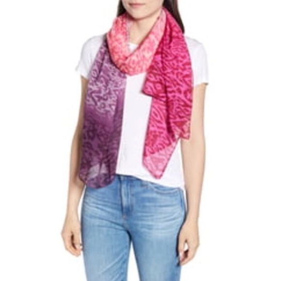 Nordstrom 100% Silk Chiffon Oblong Scarf